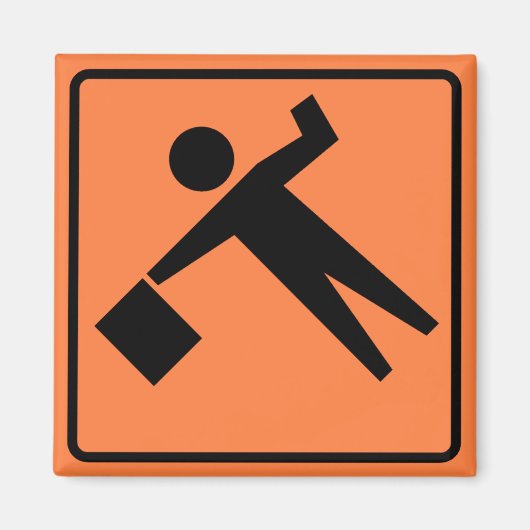 Flagman Ahead Highway Sign Magneet (Voorkant)