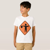 Flagman Ahead Highway Sign T-shirt (Voorkant volledig)