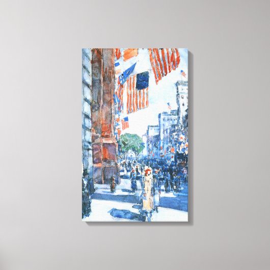 Flags 5e avenue van Childe Hassam,  Kunst Canvas Afdruk (Voorkant)