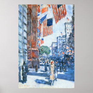 Flags 5e avenue van Childe Hassam,  Kunst Poster