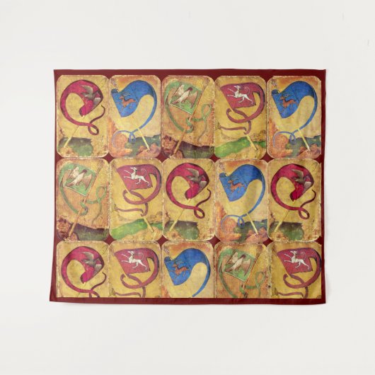 Flags/Honden, Deers, Falcons, Eenden Wandkleed (Voorkant (horizontaal))