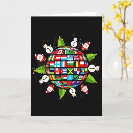 Flags Of The World, Xmas Around The Globe  Kaart (Gele Bloem)