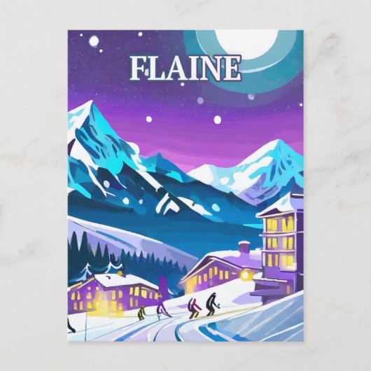 Flaine: Art Moderne in de besneeuwde Alpen Briefkaart (Voorkant)