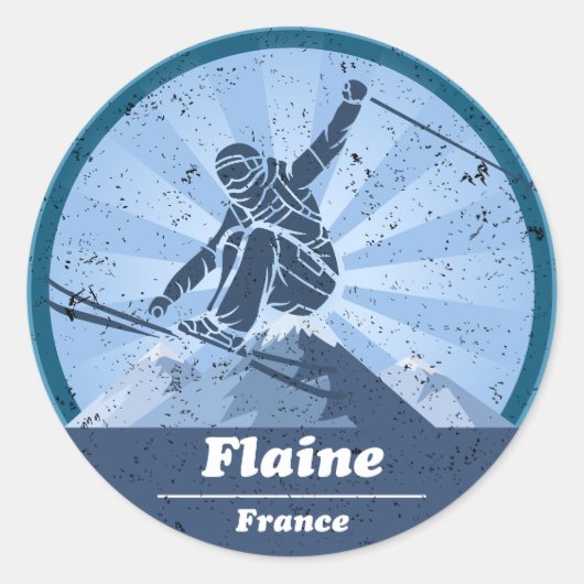Flaine - Skiër Ronde Sticker (Voorkant)