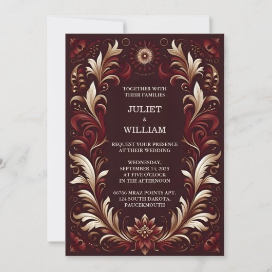 Flair rustiek Fiesta Bloemen Roos Spaans Bruiloft Kaart (Voorkant)