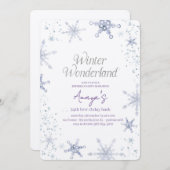 Flakes Frame Winter Birthday Bash Invitation (Devant / Derrière)