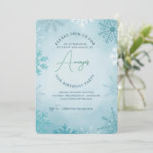 Flakes Frame Winter Birthday Bash Invitation Kaart (Staand voorkant)