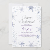 Flakes Frame Winter Birthday Bash Invitation Kaart (Voorkant)