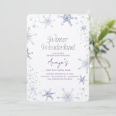 Flakes Frame Winter Birthday Bash Invitation Kaart (Staand voorkant)