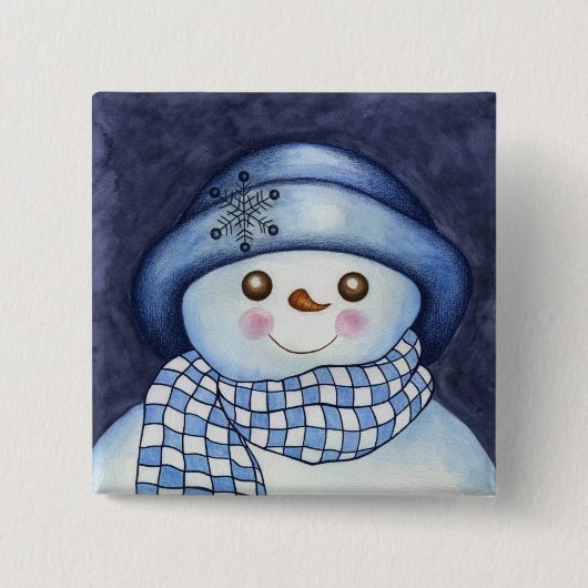 Flaky Snowman-Button Vierkante Button 5,1 Cm (Voorkant)