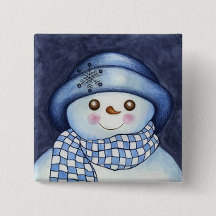 Flaky Snowman-Button Vierkante Button 5,1 Cm
