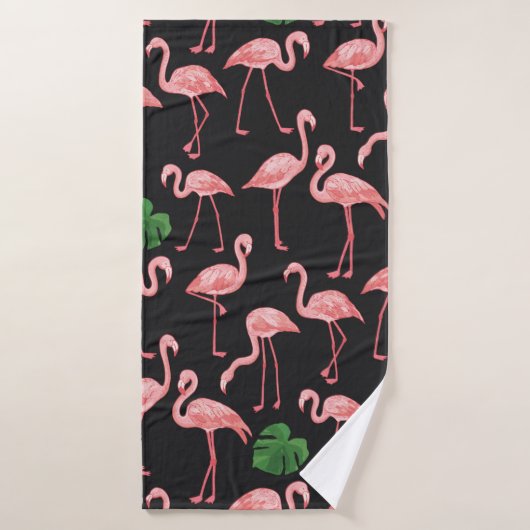 flamand avec motif feuille monstera palm.  (Serviette de bain)