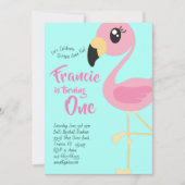 Flamant rose 1er Anniversaire Cute Invitations (Devant)