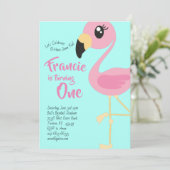 Flamant rose 1er Anniversaire Cute Invitations (Debout devant)