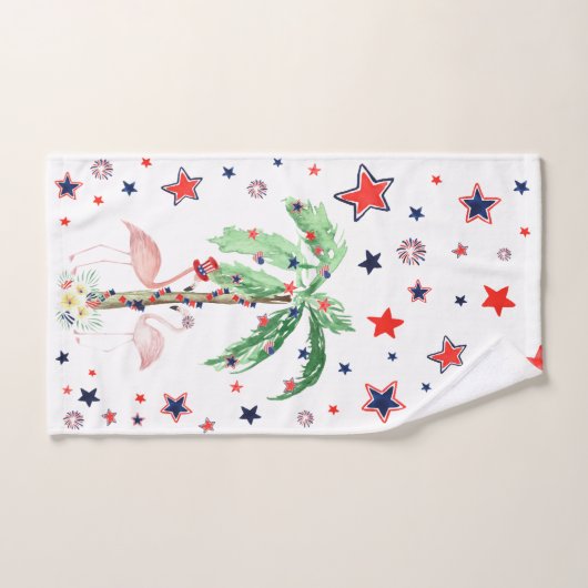 Flamant rose 4 juillet serviette (Serviette à main)