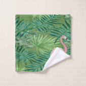 Flamant Rose Adorable, Feuilles de Palmier (Gant de toilette)