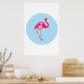 Flamant rose, affiche bleue, affiche tropicale, (Cuisine)