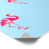 Flamant rose, affiche bleue, motif flamand, oiseau (Coin)