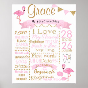 Flamant rose affiche de fête d'anniversaire