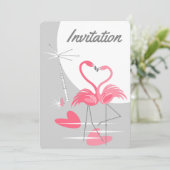 Flamant rose Amour Grande Lune Invitation vertical (Debout devant)