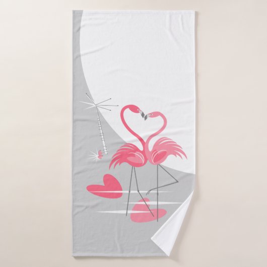 Flamant rose Amour Grande lune serviette de bain v (Serviette de bain)