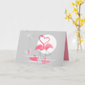 Flamant rose Amour intérieur rose carte de voeux p (Fleur jaune)