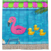 Flamant rose amusant dans la piscine Douche rideau (Devant)