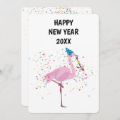 Flamant rose - Animaux Fêtes Carte Nouvel An (Devant / Derrière)