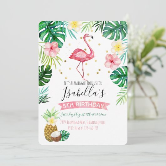 Flamant rose Anniversaire Anniversaire Invitation (Debout devant)