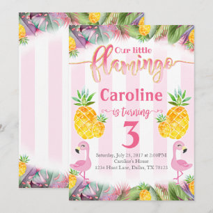 Flamant rose Anniversaire Fête Invitation Annivers