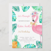 Flamant rose anniversaire Invitation (Devant)