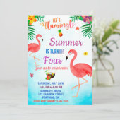 Flamant rose anniversaire invitation invitation lu (Debout devant)