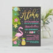 Flamant rose Anniversaire Invitation Topique Luau (Debout devant)