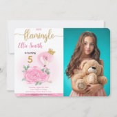 Flamant rose Anniversaire Photo Invitation (Devant)