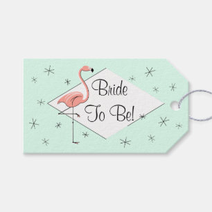 Flamant rose Aqua diamant Bride to Be! étiquettes