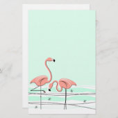 Flamant rose Aqua paire papeterie (Devant / Derrière)