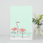Flamant rose Aqua paire papeterie (Debout devant)