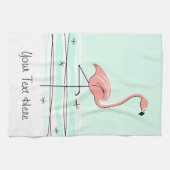 Flamant rose Aqua Texte serviette de cuisine (Horizontal)