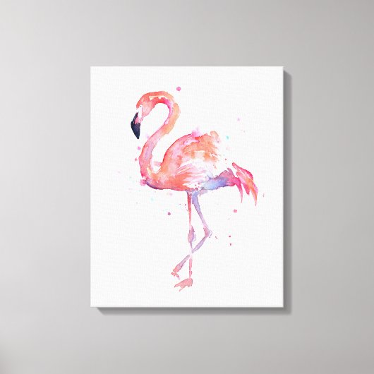 Flamant rose Aquarelle Peinture Toile Art Imprimer (Recto)