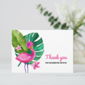 Flamant Rose Aquarelle Tropical Merci (Debout devant)