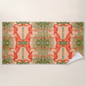 Flamant rose Art déco serviette de plage (Devant)