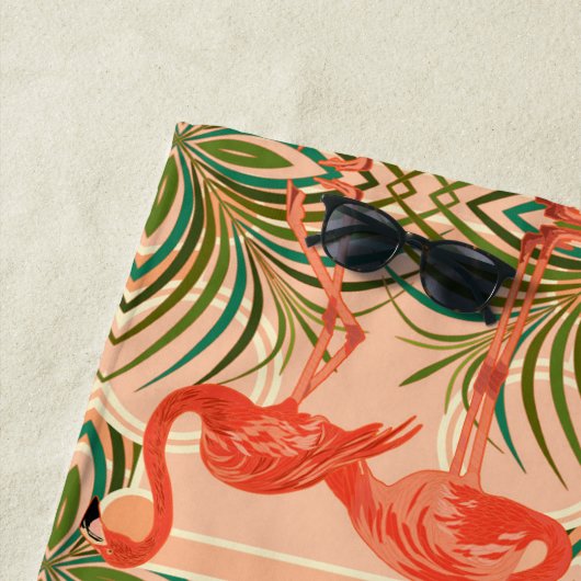 Flamant rose Art déco serviette de plage (En situation)