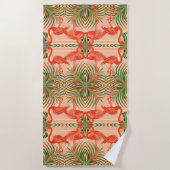 Flamant rose Art déco serviette de plage (Devant)