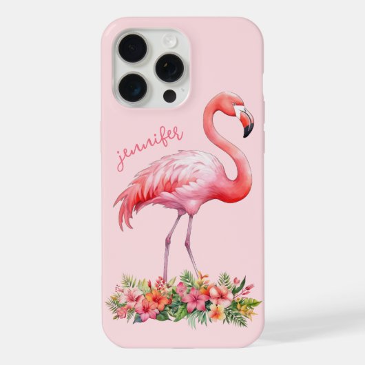 Flamant rose avec fleurs tropicales (Verso)