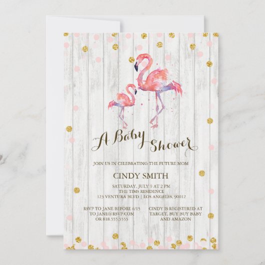 Flamant rose Baby shower Invitation (Devant)