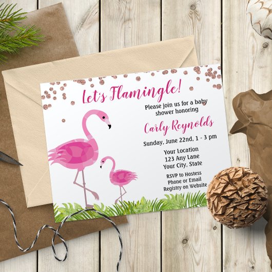 Flamant rose Baby shower Invitation