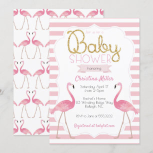 Flamant rose Baby shower Invitation