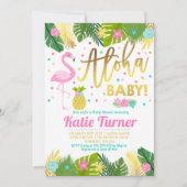 Flamant rose Baby shower Invitation Douche tropica (Devant)