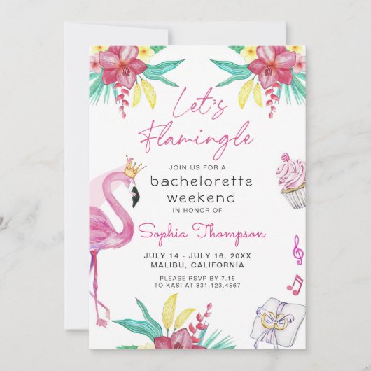 Flamant rose Bachelorette Party Invitation (Devant)