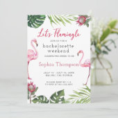 Flamant rose Bachelorette Week-end Fête Invitation (Debout devant)